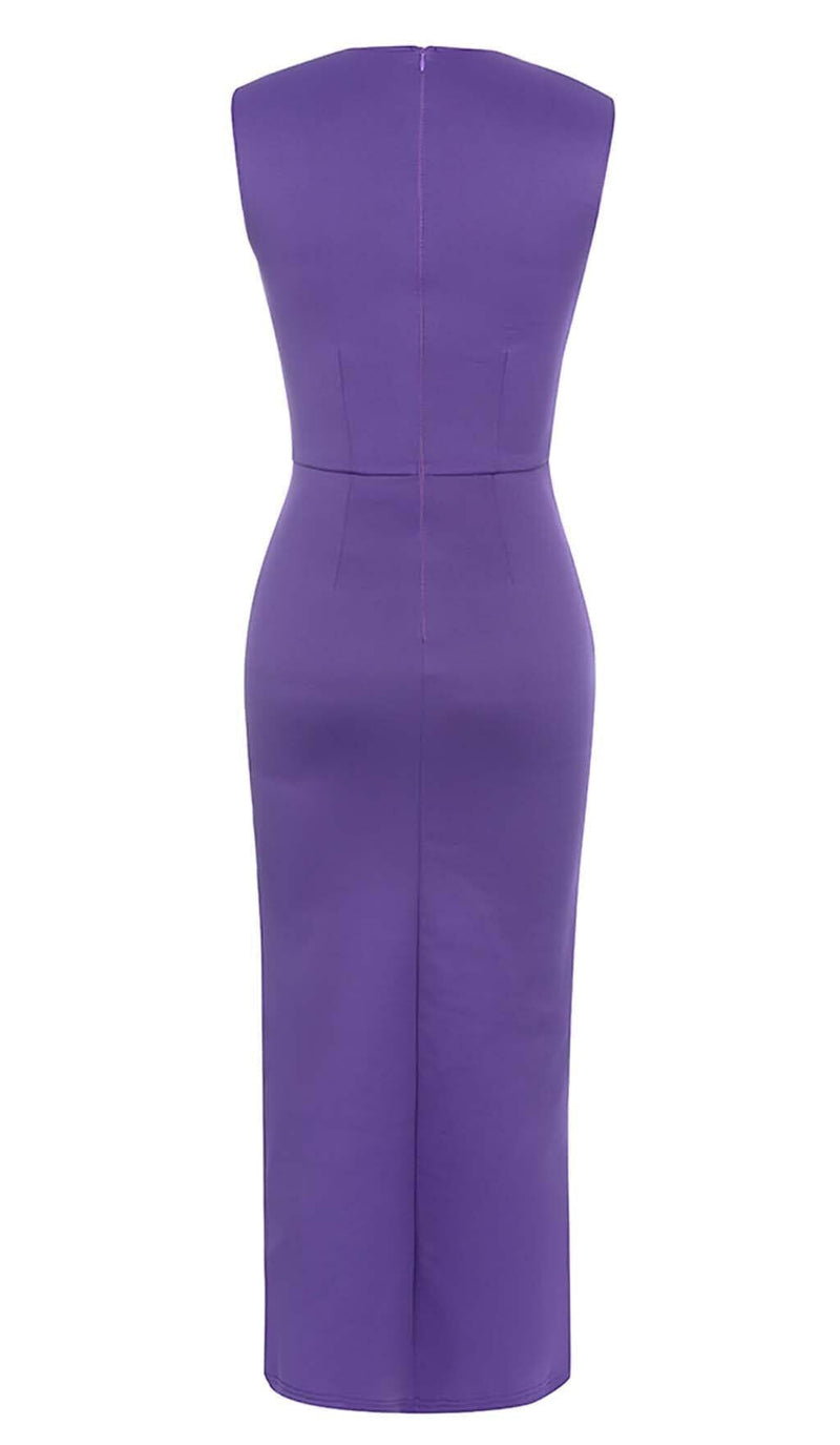 TWIST FRONT CUT OUT MAXI DRESS IN PURPLE