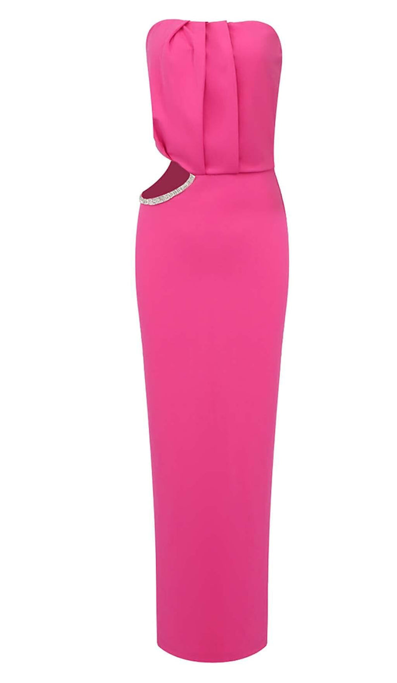 CUTOUT STRAPLESS MAXI DRESS IN PINK