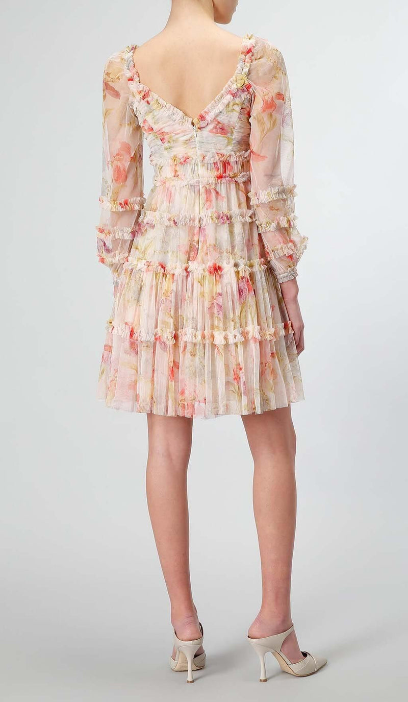 FLORAL-PRINT RUFFLED MIDI DRESS