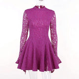 LONG SLEEVE HOLLOW LACE DRESS