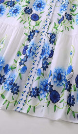 RETRO-INSPIRED TIERED MAXI DRESS IN BLUE