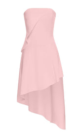 SLEEVELESS BANDEAU HIGH-LOW DRESS IN PINK