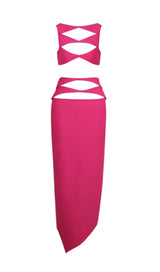 CUTOUT BANDAGE SET IN HOT PINK