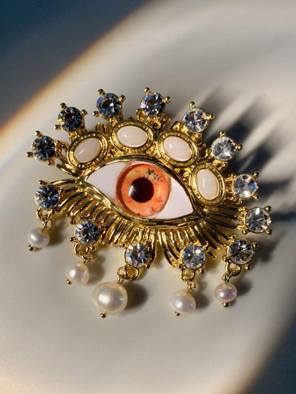 Hemlock Pearl Embellihsed Eye Brooch