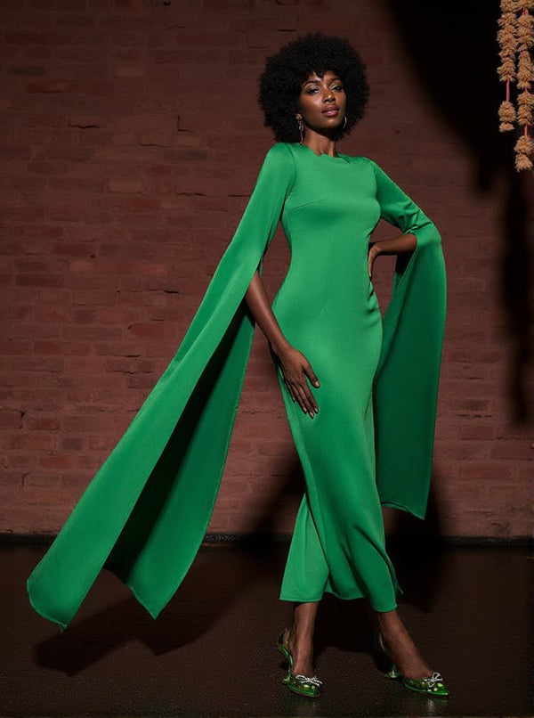 Gertie Long Sleeve Cutout Maxi Dress In Green