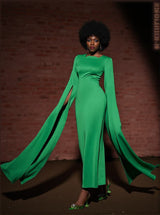 Gertie Long Sleeve Cutout Maxi Dress In Green