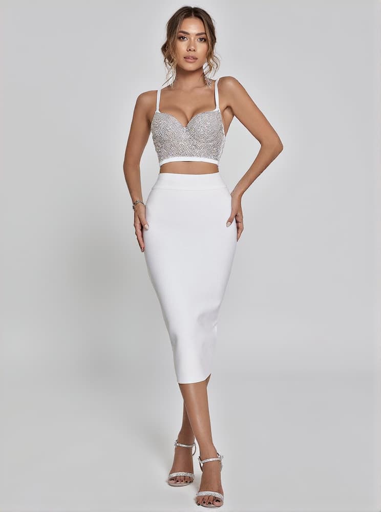 Mariam Bandage Pencil Skirt In White