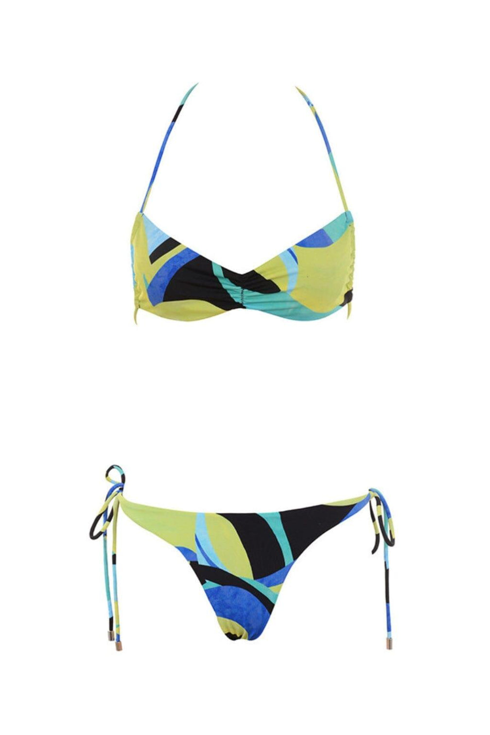 BLUE GREEN HALTER BIKINI