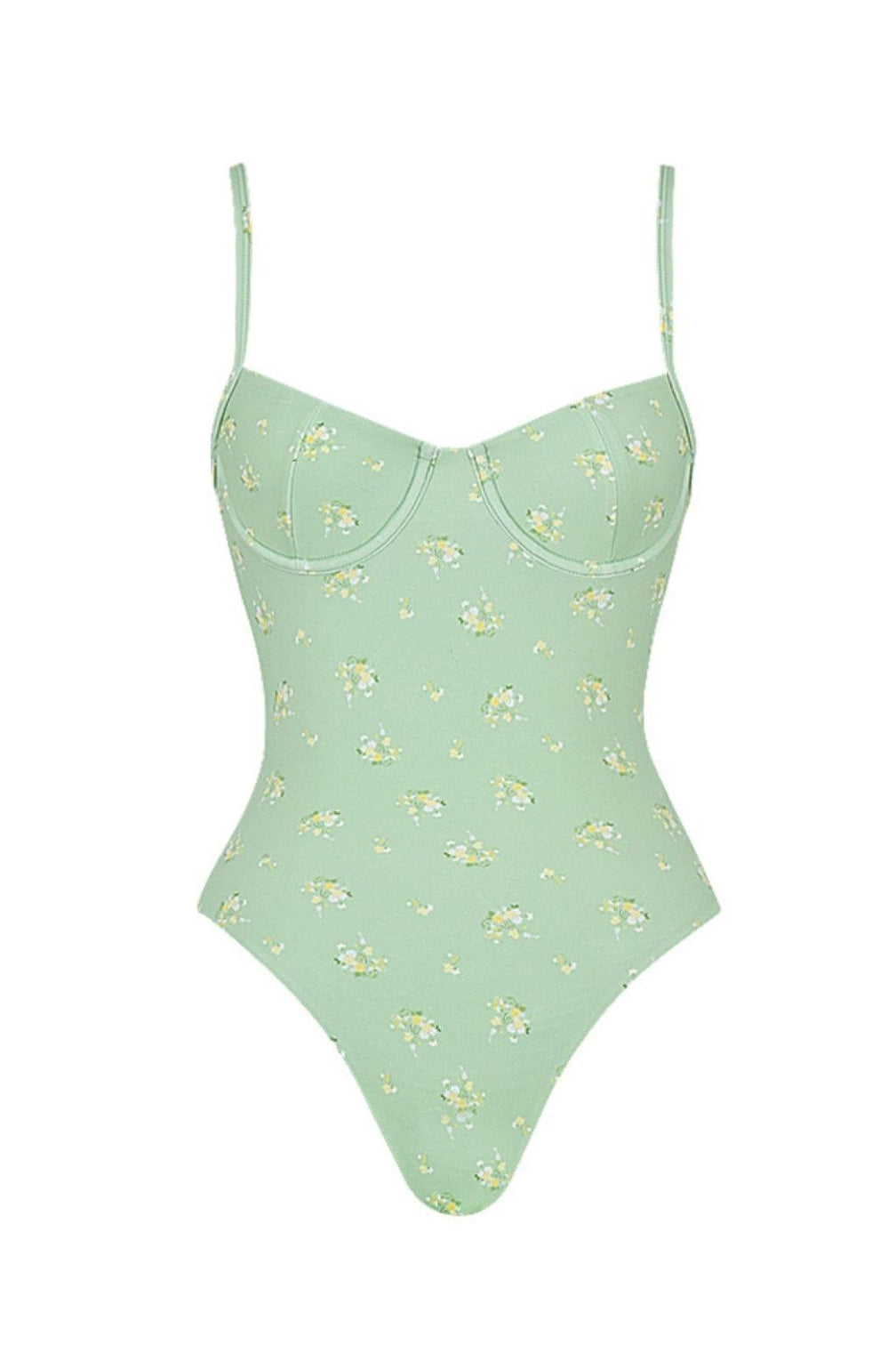 OLIVE FLORAL PRINT UNDERWIRED SWIMSUIT