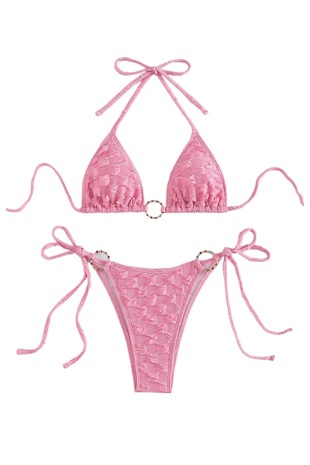 LACE UP BIKINI IN PINK