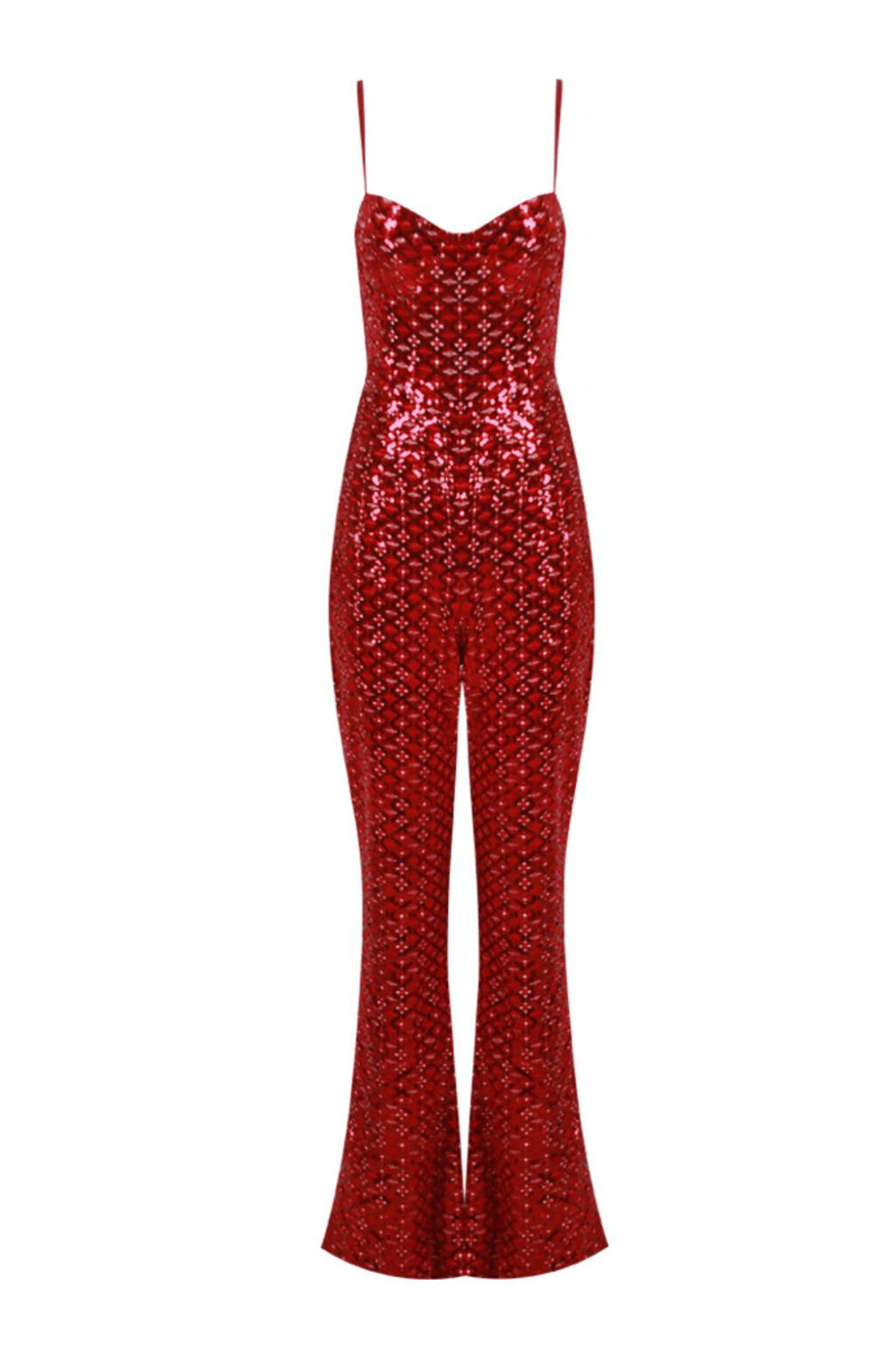 SEQUIN SUSPENDER STRAPLESS STRAPLESS SLIM FIT JUMPSUIT