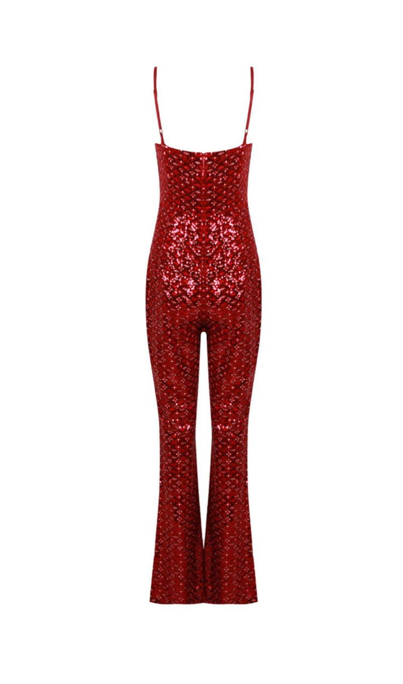 SEQUIN SUSPENDER STRAPLESS STRAPLESS SLIM FIT JUMPSUIT