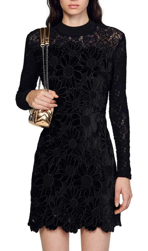 MAYEN VELVET LACE GUIPURE DRESS