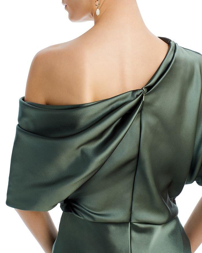 DRAPED SATIN ONE SHOULDER DRESS