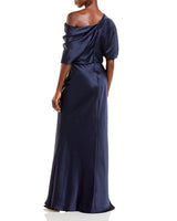 DRAPED SATIN ONE SHOULDER DRESS