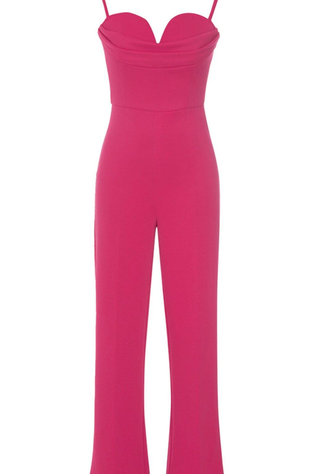 BANDAGE V NECK JUMPSUIT IN ROSE RED