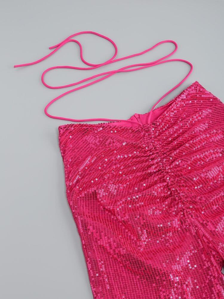 SEQUIN HOLLOW OUT SUIT IN PINK