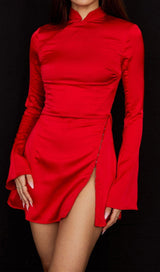 SCARLET CUT OUT SATIN MINI DRESS