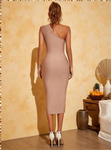 Maya One Shoulder Bandage Dress In Nude