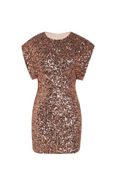 GOLD SEQUIN SLEEVELESS HIP MINI DRESS