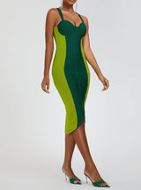 GREEN BANDAGE SLIP MIDI DRESS