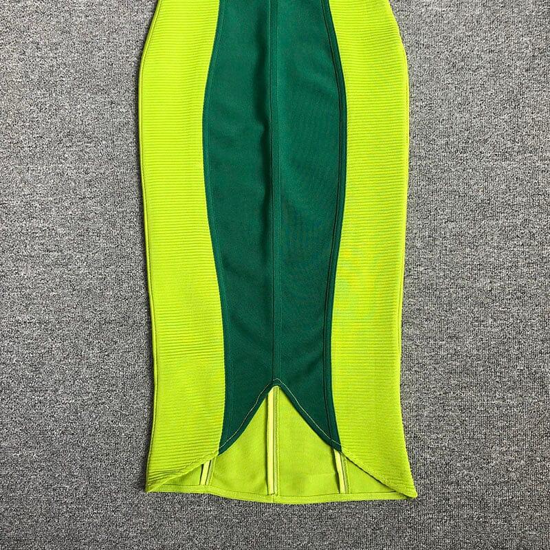 GREEN BANDAGE SLIP MIDI DRESS