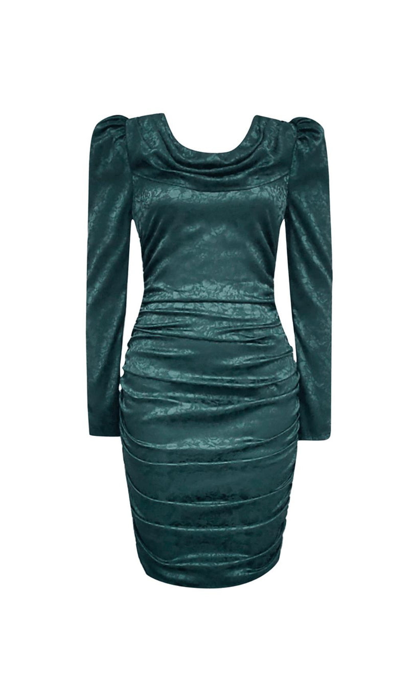 GREEN LONG SLEEVE MINI DRESS