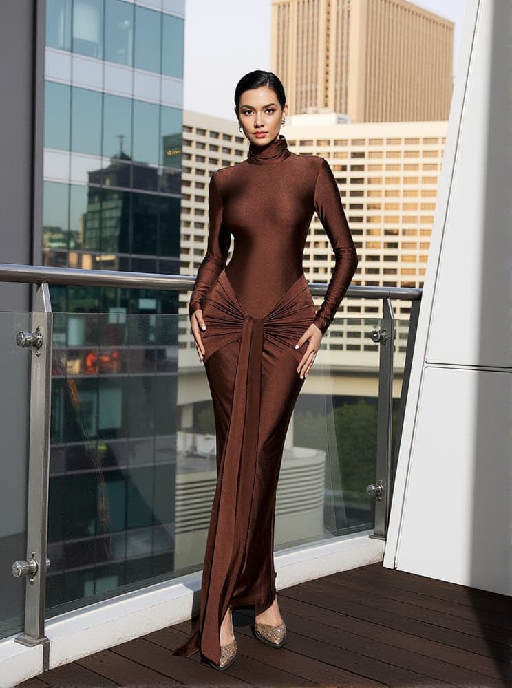 Rumaysa Long Sleeve Twisted Maxi Dress