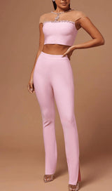 BANDAGE PANT & TOP SUIT IN PINK