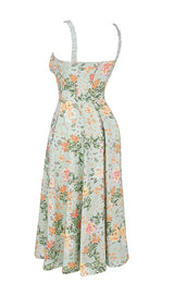 LIGHT JADE PRINT BUSTIER SUNDRESS