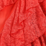 RED LACE SATIN CORSET DRESS