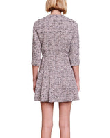 METALLIC TWEED CROSSOVER DRESS