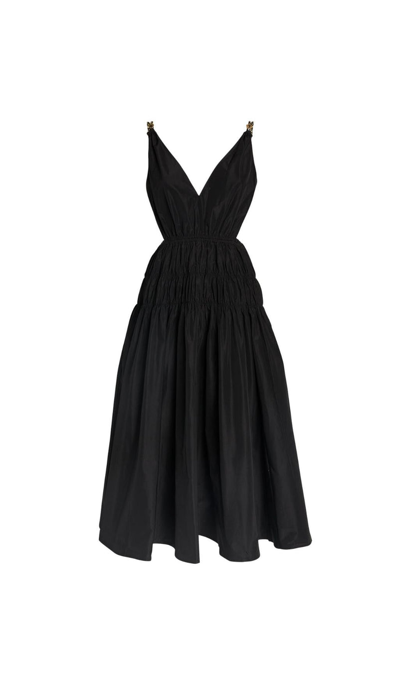 TAFFETA CUTOUT MIDI DRESS