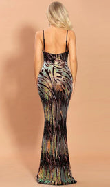 V-NECK SEQUINED BACKLESS DRESS