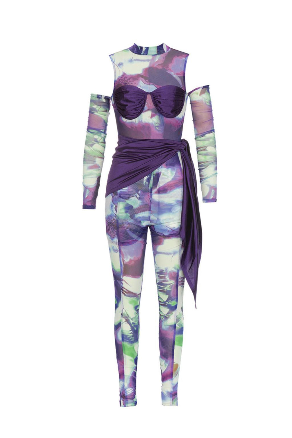 PRINT PANELS STRAPS SKINNY JUMPSUIT