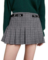 GREY PLEATED MINI SKIRT