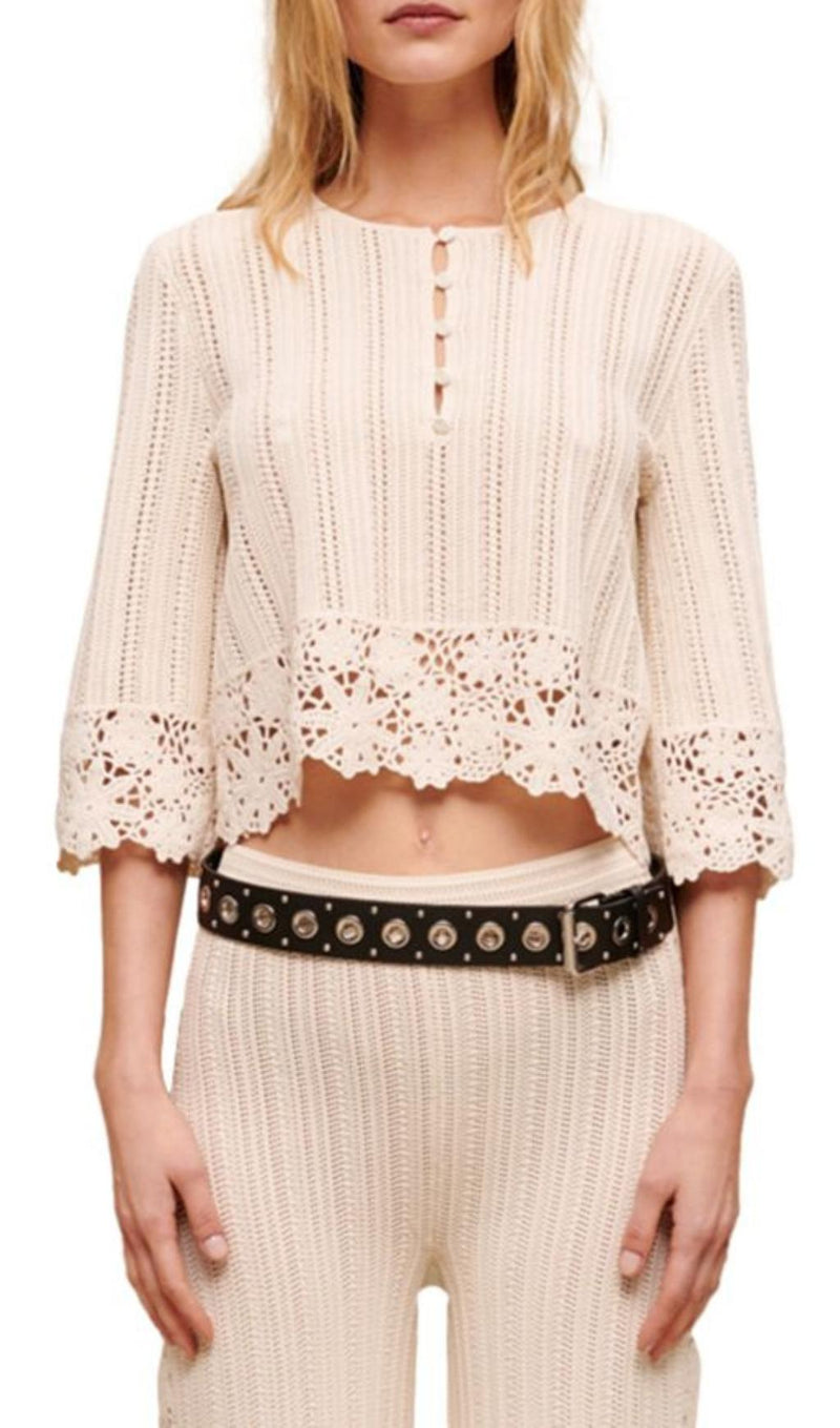 CROCHET TRIM TOP