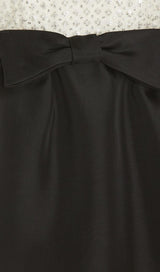 CRYSTAL EMBELLISHED ORGANZA SATIN MINI DRESS IN BLACK