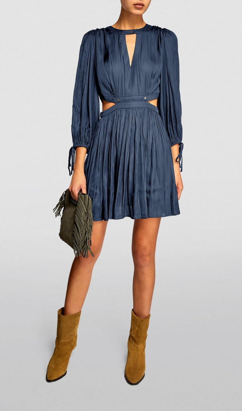 CUTOUT TIE SLEEVE MINI DRESS