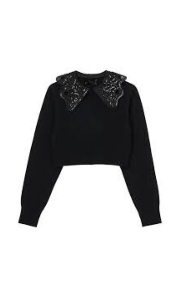 EMBELLISHED COLLAR SWEATER