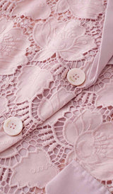 FLORAL EMBROIDER JACKET DRESS SET IN PINK