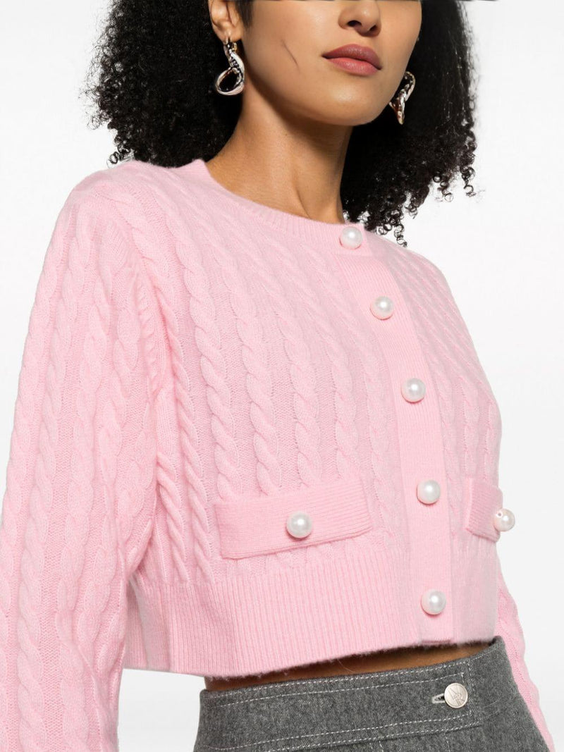 CABLE KNIT CROPPED CARDIGAN