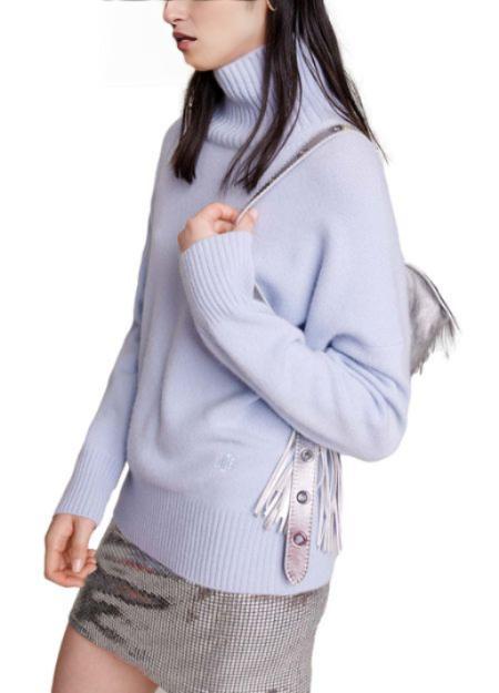 CASHMERE BLEND MOCK NECK SWEATER