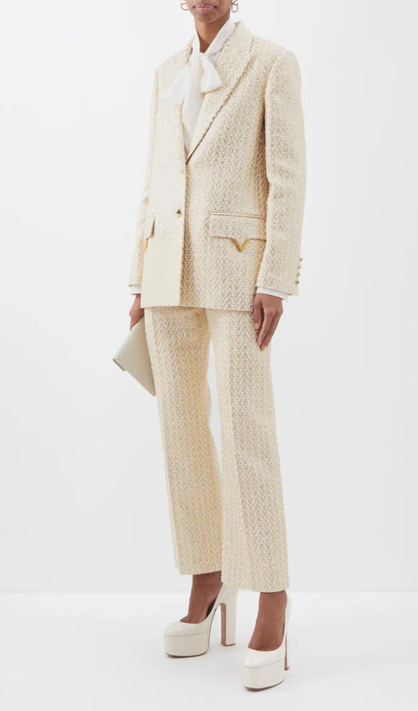 COTTON-BLEND TWEED JACKET SUIT