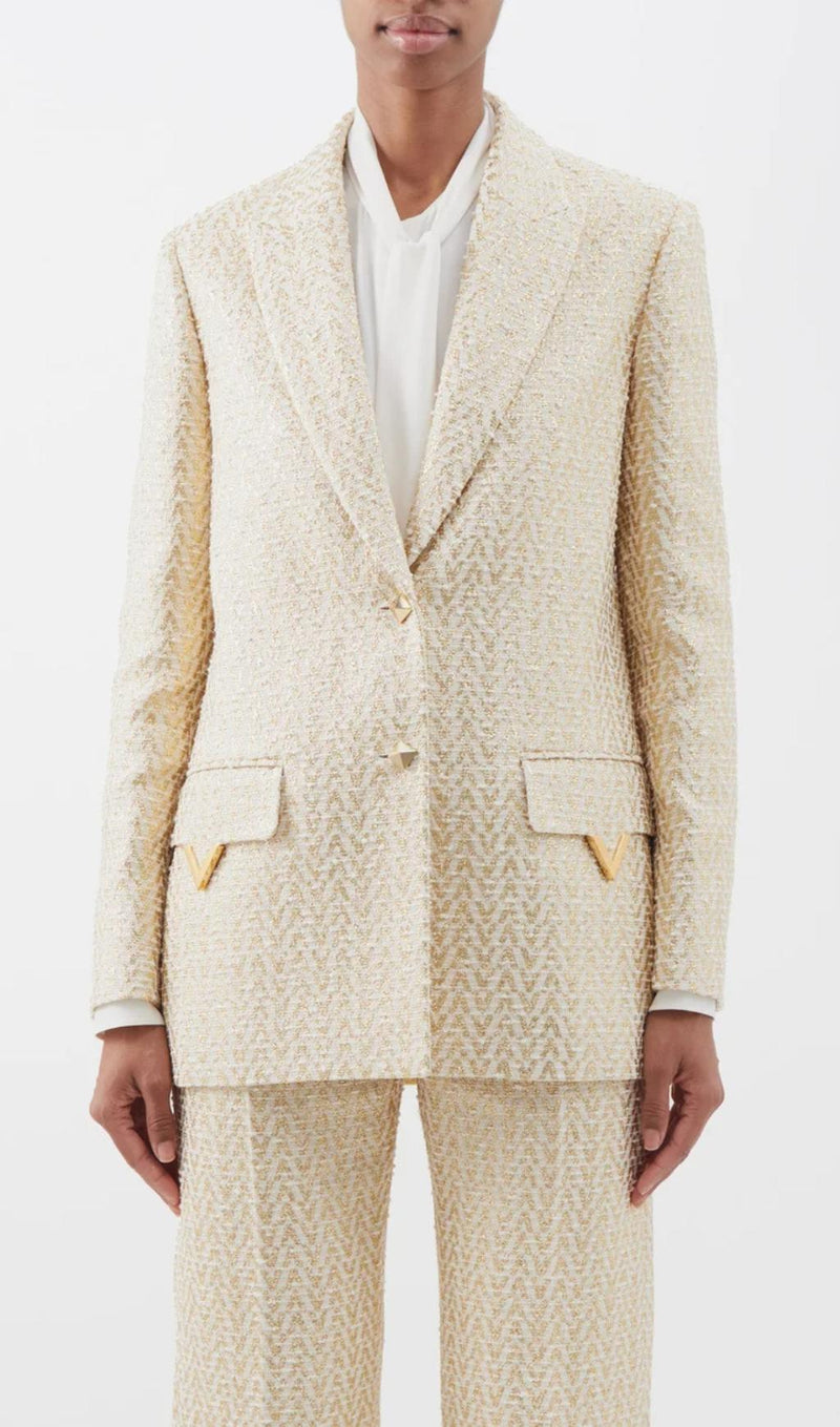 COTTON-BLEND TWEED JACKET SUIT