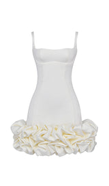 IVORY RUFFLE HEM DRESS