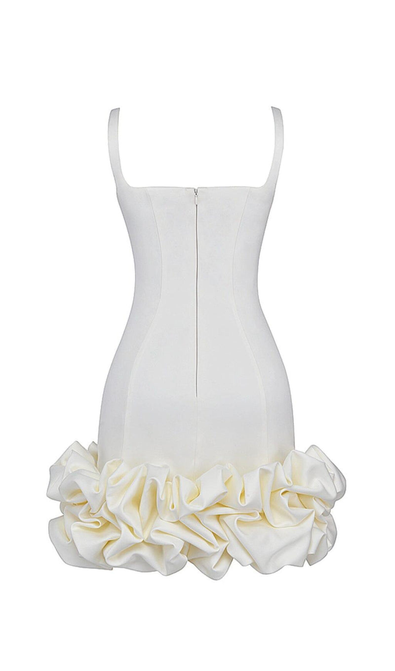 IVORY RUFFLE HEM DRESS