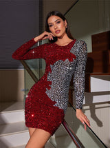 Abner Sequin Rhinestone Patchwork Dress