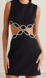 CRYSTAL EMBROIDERED SHORT BANDAGE DRESS