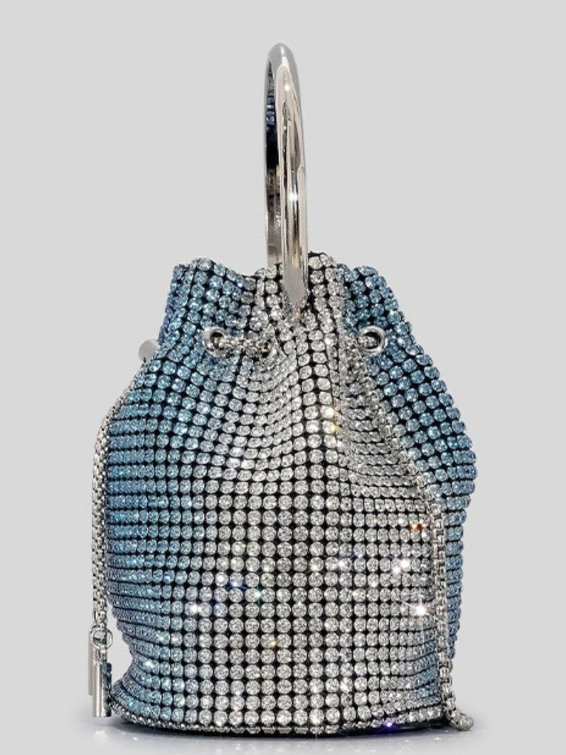 RHINESTONE BUCKET BAG IN BLUE